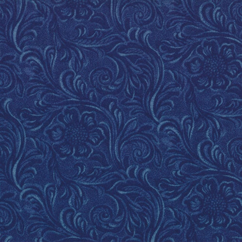 11216 12 Tooled Leather Denim 22" End-of-Bolt Piece
