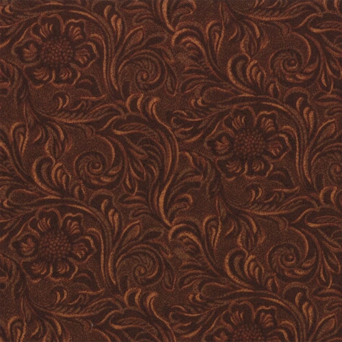 11216 15 Tooled Leather Brown 30" End-of-Bolt Piece