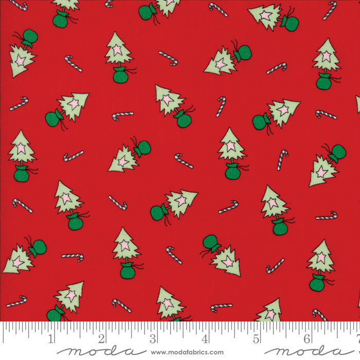 2942 11 Merry Merry Snow Days Red By-the-Yard