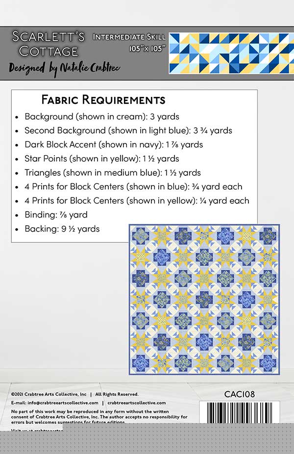 Scarlett's Cottage Quilt Pattern CAC 108 Pattern