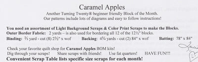 CARAMEL APPLES Quilt Pattern FF 268 Pattern