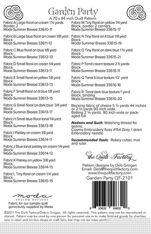 Garden Party Quilt Pattern - QF-2101 Pattern